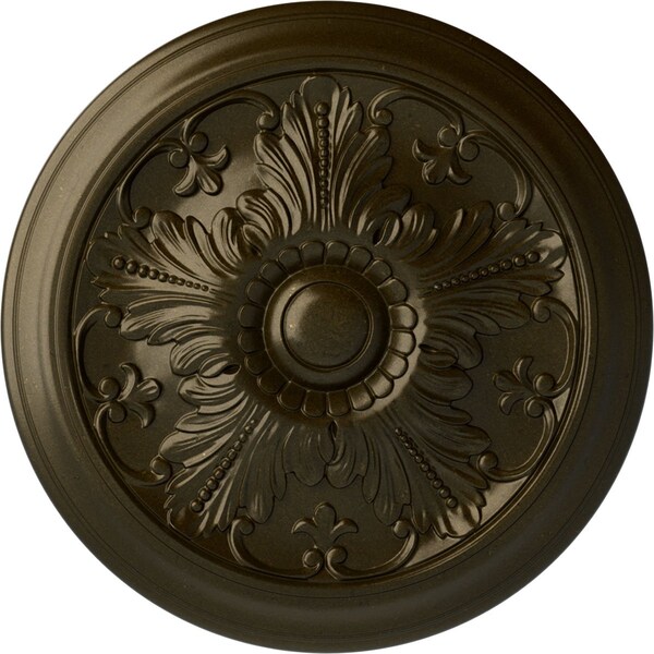 Ekena Millwork Vienna Ceiling Medallion (Fits Canopies up to 3 1/4"), Hand-Painted Green Gold, 16 7/8"OD x 5/8"P CM17VIGGS - main